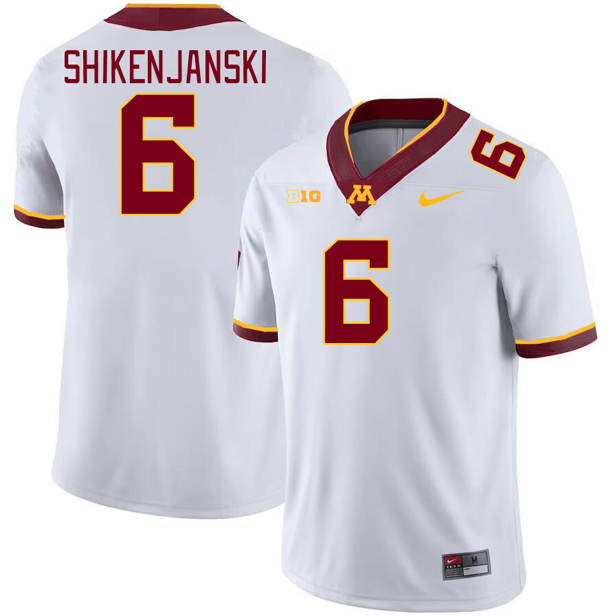 Men #6 Max Shikenjanski Minnesota Golden Gophers College Football Jerseys Stitched-White